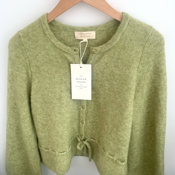 Sezane Light Green Women's Cardigan - Picture 11 of 13